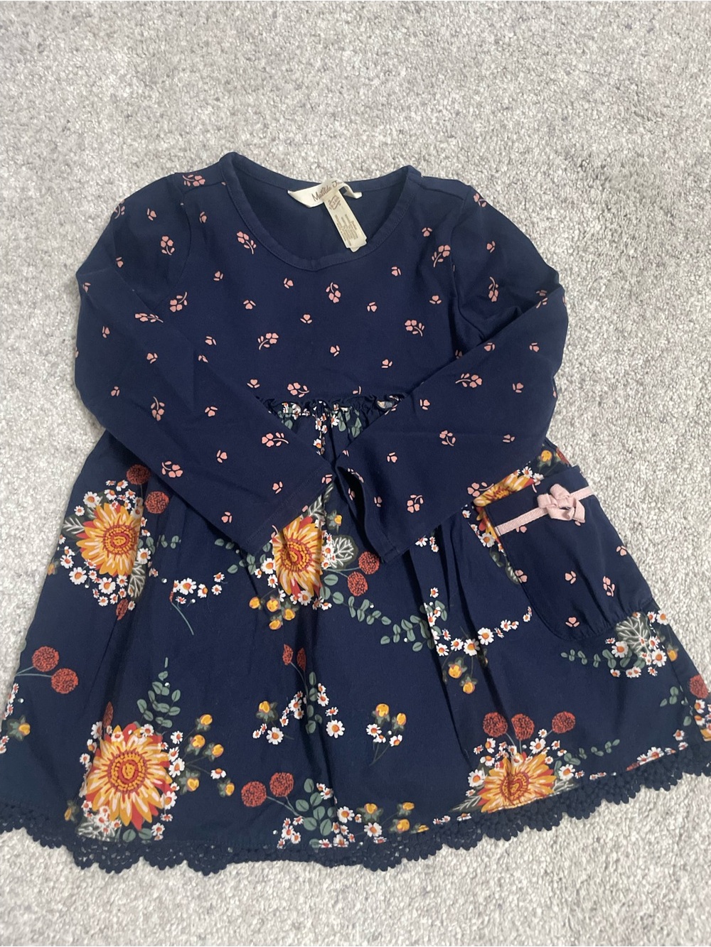 Matilda Jane Navy Floral Pocket-Detail Long Sleeve Dress